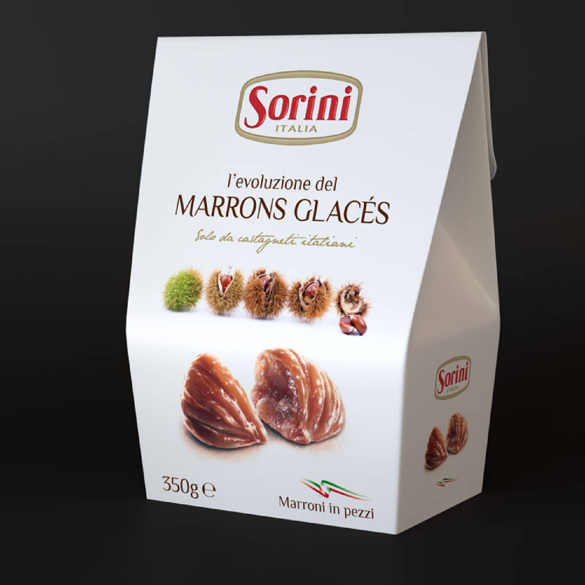 packaging 3d di confezione di marrons glaces in cartone